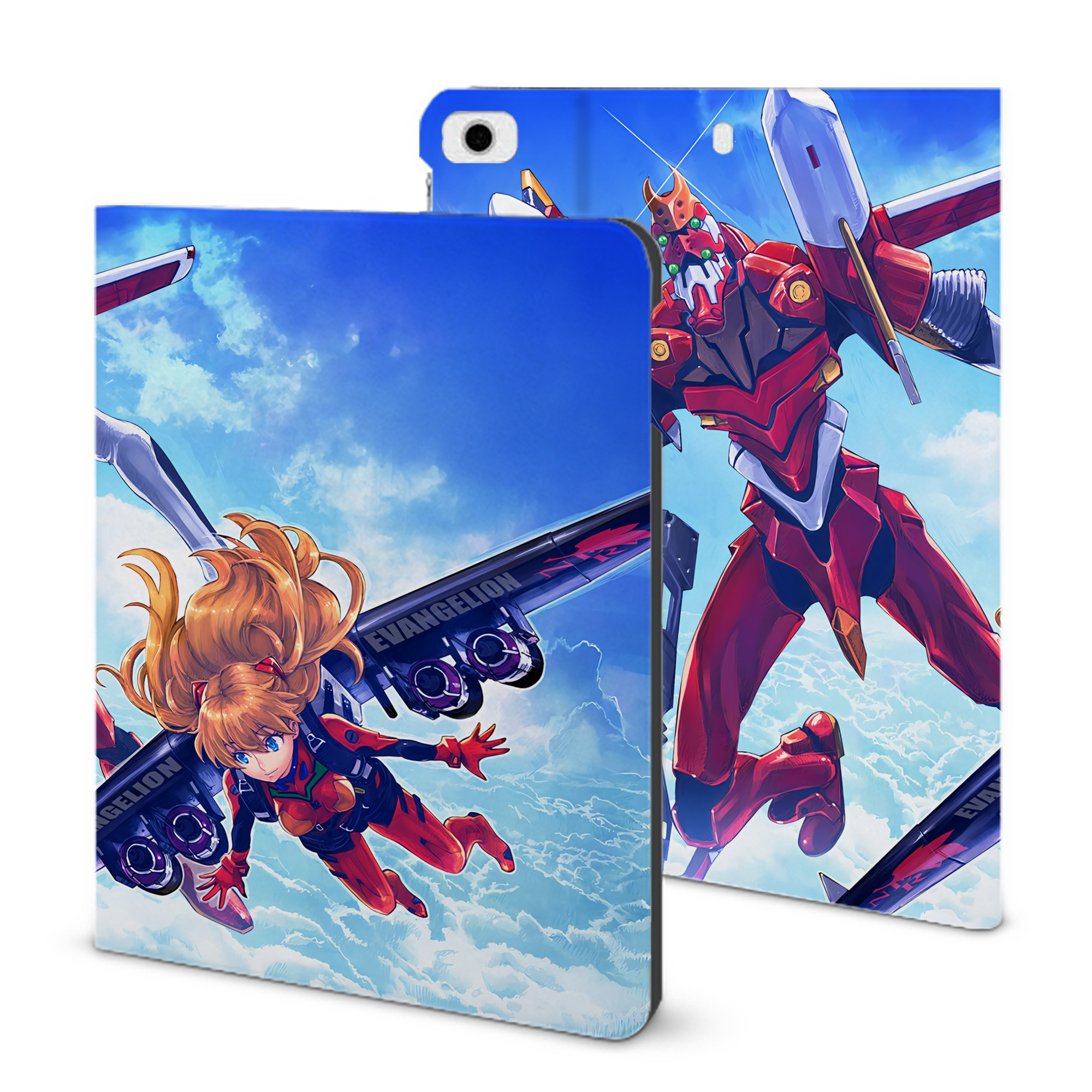 （画像用） EVA 新世紀エヴァンゲリオン IPad ケース ブック型 PUレザー TPU 耐衝撃 軽量 薄型 ペン収納なし 全面保護 IPad 各モデル対応